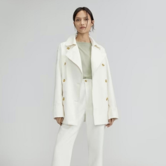 Everlane NWT The Organic Cotton Herringbone Bone White Denim Jacket - Picture 1 of 16